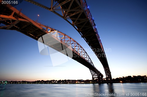 Image of Night Photo Blue Water Bridge