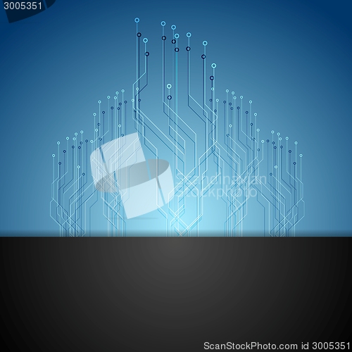 Image of Dark blue circuit board tech background