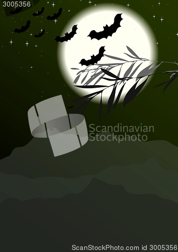 Image of Bats silhouettes on full moon background