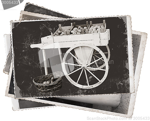 Image of Vintage photos Cart with apples