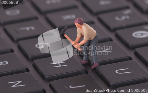 Image of Miniature worker working on keyboard