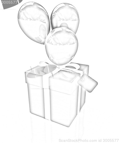Image of Gift box with balloon for summer 