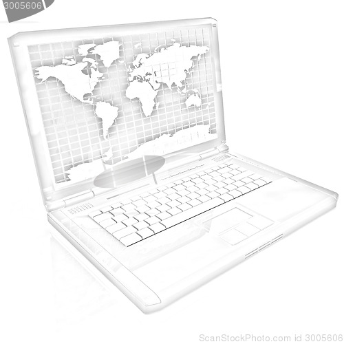 Image of Laptop with world map on screen