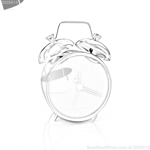 Image of 3d illustration of glossy alarm clock against white background 