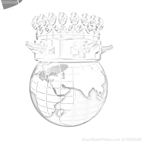 Image of Fantastic crown on earth isolated on white background 