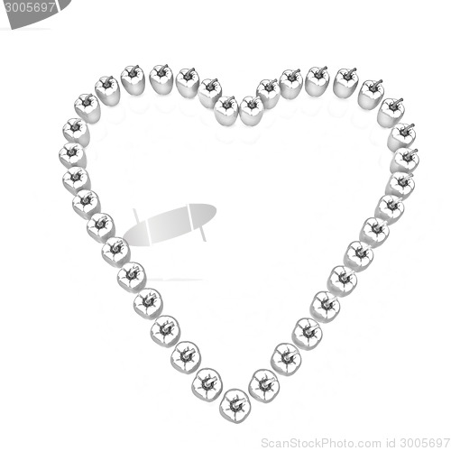 Image of Bulgarian Pepper Heart Shape, On White Background