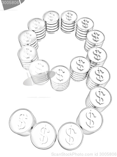 Image of Number "nine" of gold coins with dollar sign