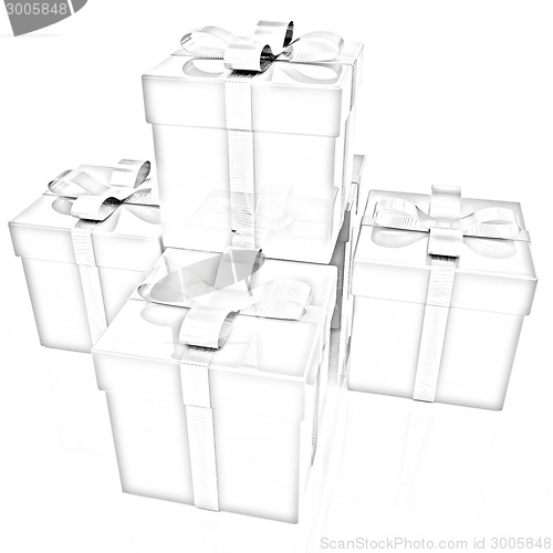 Image of Bright christmas gifts on a white background 