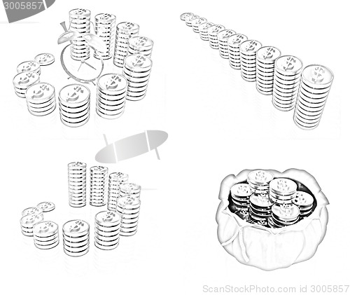 Image of Set of "time is noney" concept 