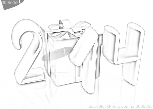 Image of Abstract 3d illustration of text 2014 with present box