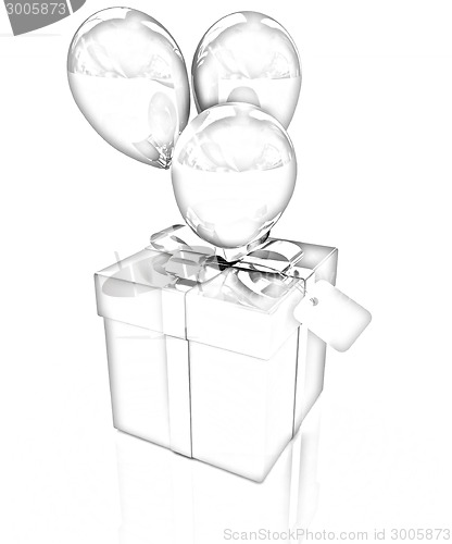 Image of Gift box with balloon for summer 