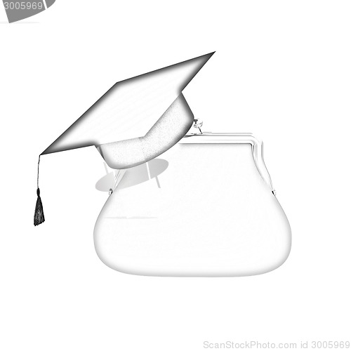 Image of money bags education hat sign illustration design over white 