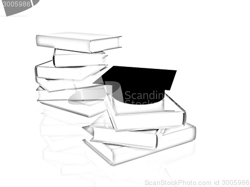 Image of Graduation hat with books