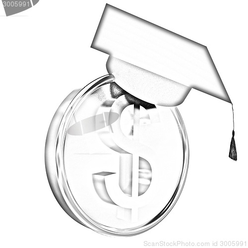 Image of Graduation hat on gold dollar coin