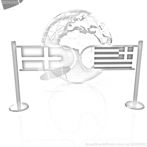 Image of Three-dimensional image of the turnstile and flags of Denmark an