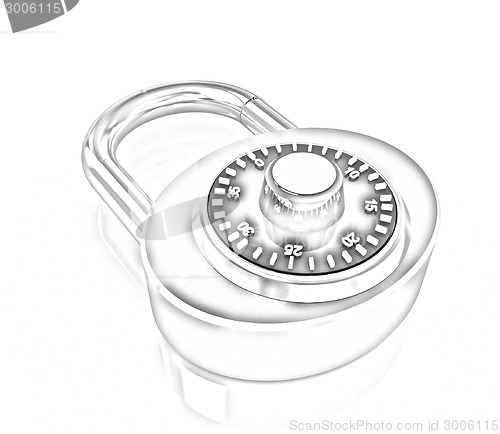 Image of Illustration of security concept with gold locked combination pa