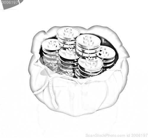 Image of Bag and dollar coins 