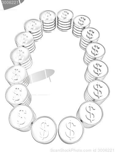 Image of Number "zero" of gold coins with dollar sign