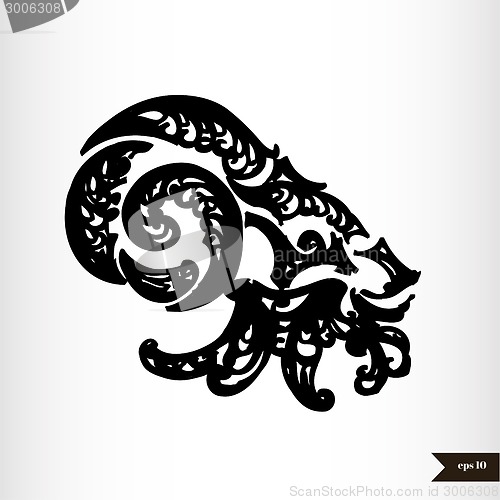 Image of Zodiac signs black and white - Capricorn