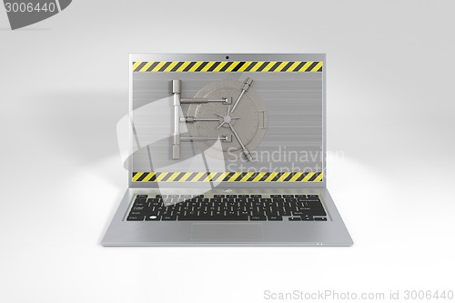 Image of Laptop with a safe lock.