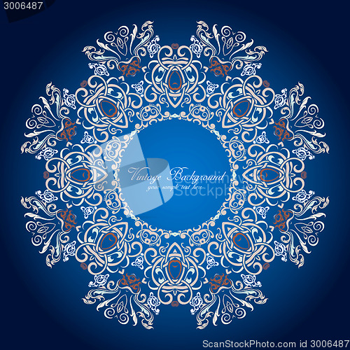 Image of Ornamental round lace pattern.Delicate circle background