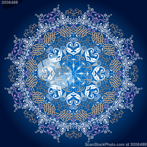 Image of Ornamental round lace pattern.Delicate circle background