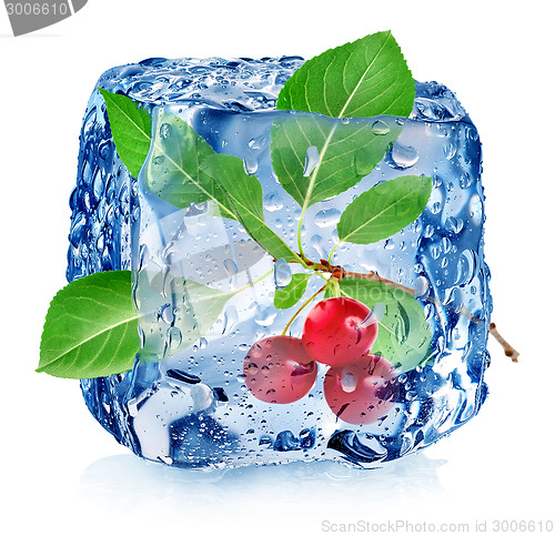 Image of Cherry in ice cube