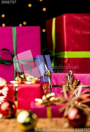 Image of Six Wrapped Christmas Gift Boxes