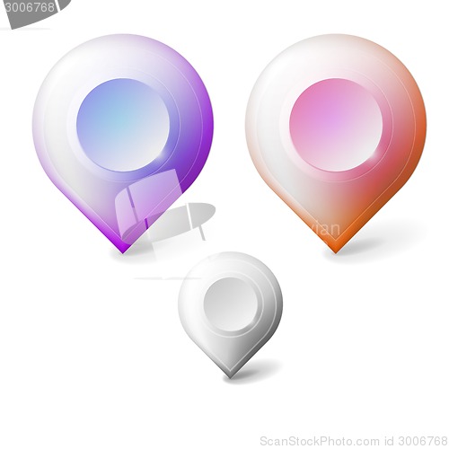 Image of Colored realistic vector icons for markers geolocation