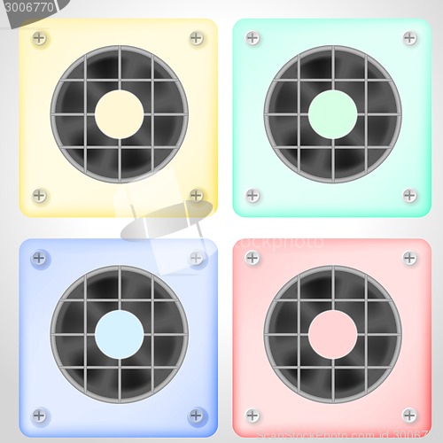 Image of Vector illustration of set of colored ventilations