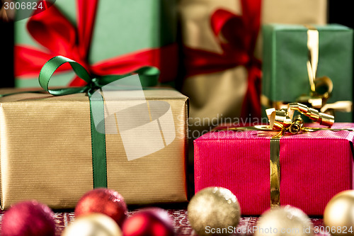 Image of Xmas Gifts in Red, Green and Gold