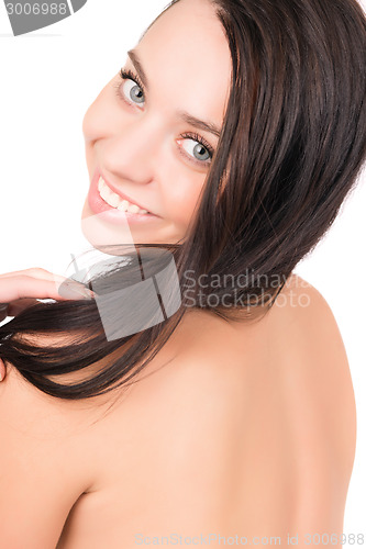 Image of Portrait of cheerful brunette