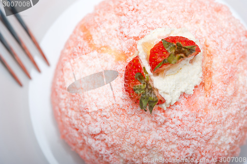 Image of fresh strawberry and whipped cream dessert