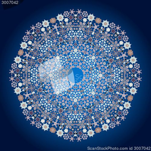 Image of Ornamental round lace pattern.Delicate circle background