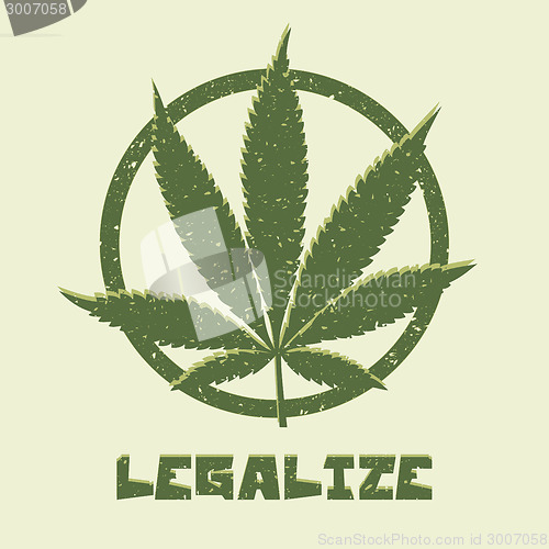 Image of Grunge style marijuana leaf. Legalize medical cannabis.