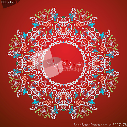 Image of Ornamental round lace pattern.Delicate circle background