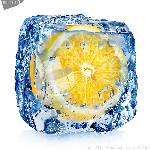 Image of Lemon in ice cube