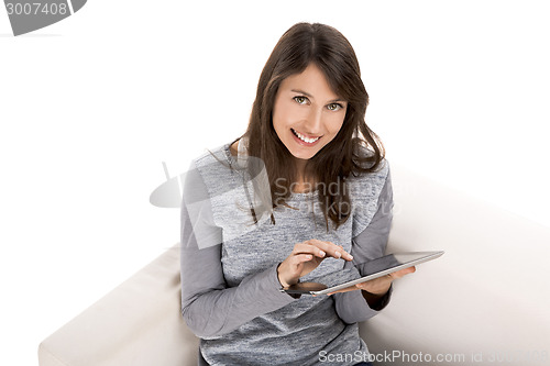 Image of Woman working with a tablet