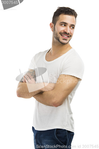 Image of Smiling guy looking over shoulder