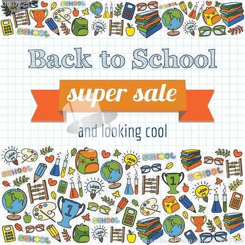 Image of Doodle back to school super sale poster. 