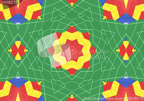 Image of Ethnic pattern. Abstract kaleidoscope  fabric design.