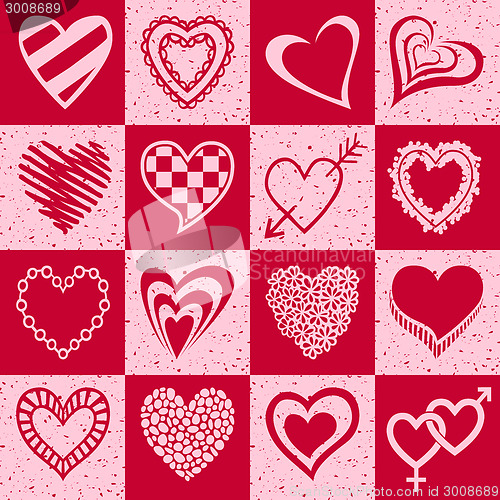 Image of Hand drawn hearts set