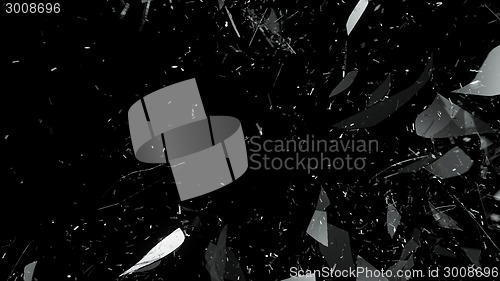 Image of Broken glass with motion blur isolated on black