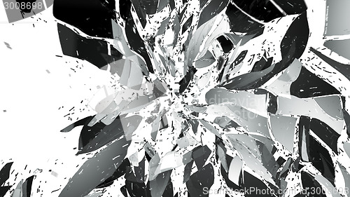 Image of Glass break and shatter with motion blur on white