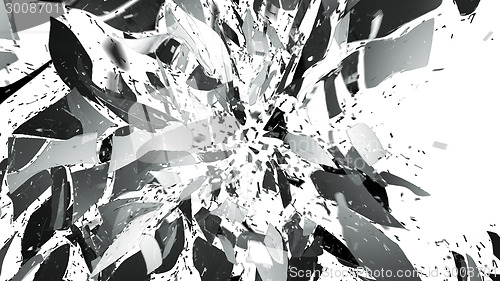 Image of Broken or Shattered glass with motion blur on white