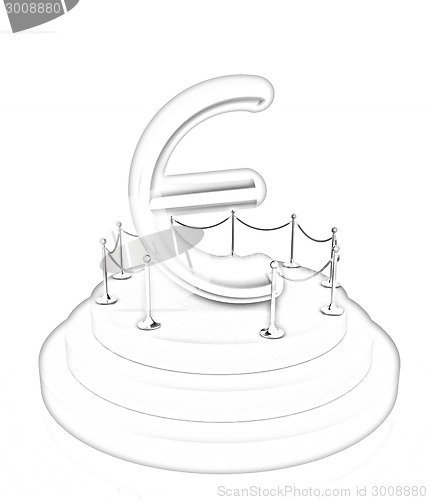 Image of Euro sign on podium. 3D icon on white background 