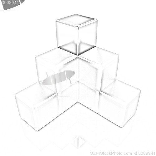 Image of colorful block diagram with one individual gold cube top