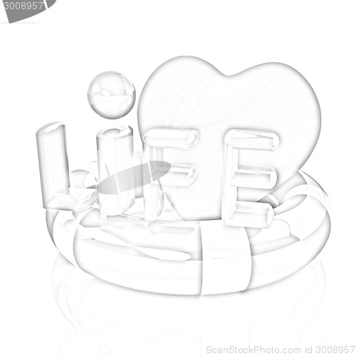 Image of Heart and life belt. Concept of life-saving