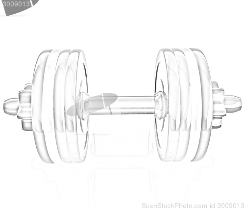 Image of Colorful dumbbells on a white background