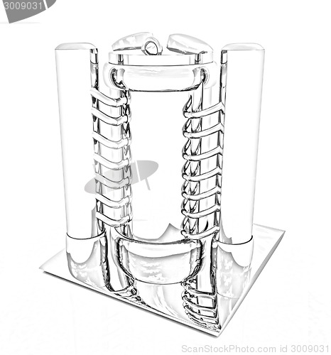 Image of Abstract chrome metal pressure vessel